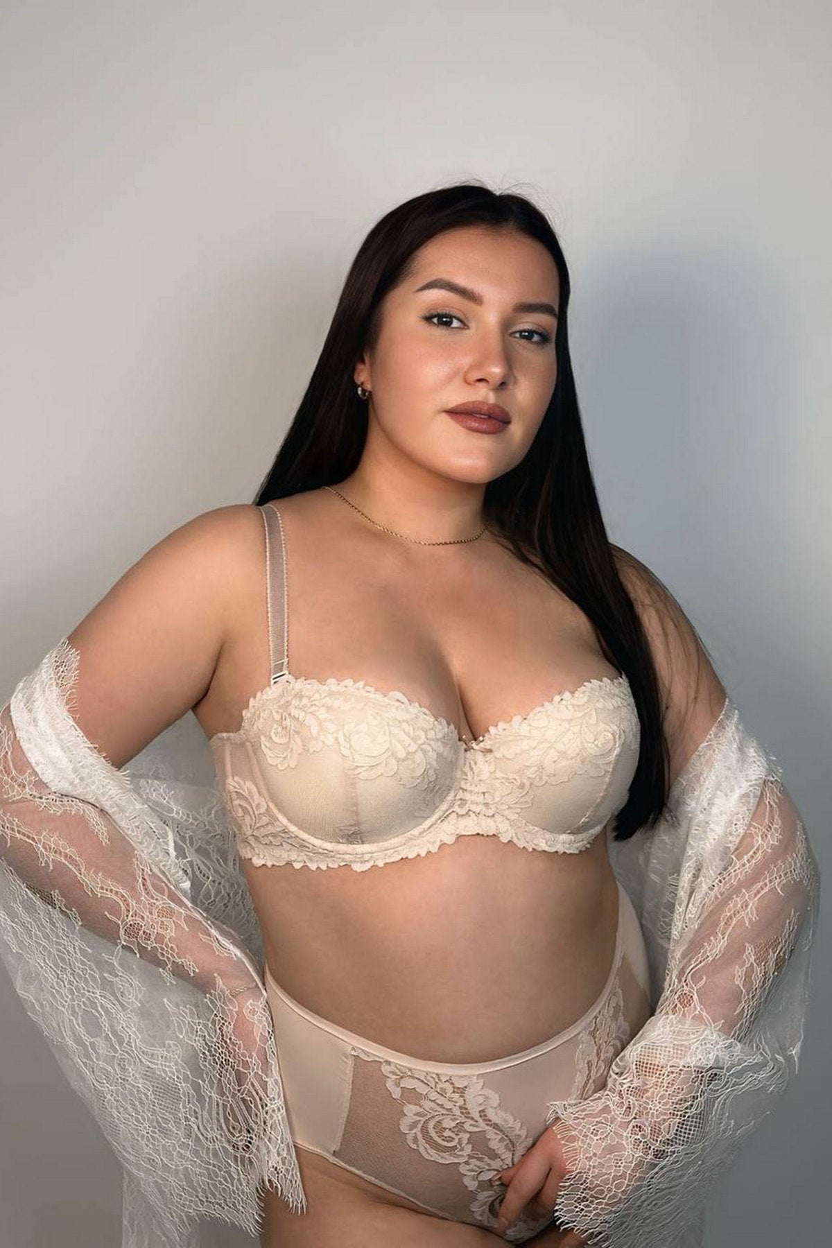 Плотный бюстгальтер балконет Lace Love 58K32 silver peony