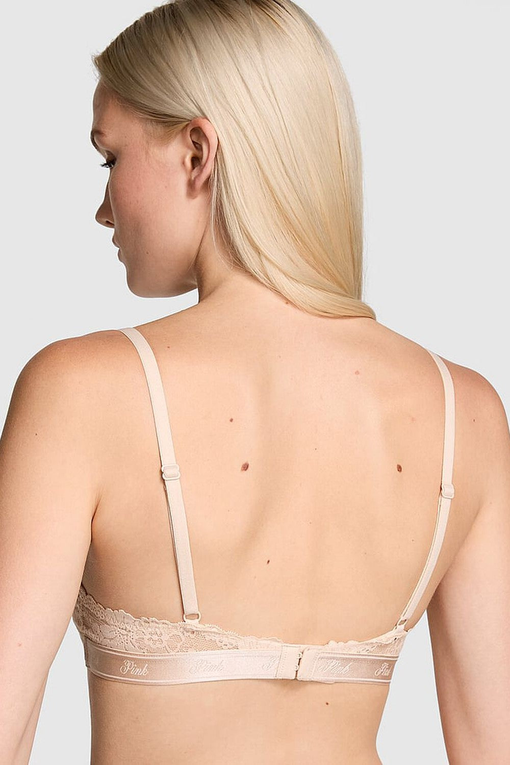 Гладкий бюстгальтер с кружевом 128774485 beige