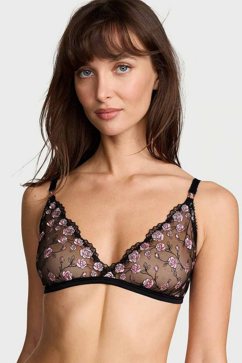 Комплект білизни з вишивкою 242686359 black Victoria`s Secret бюстгальтер