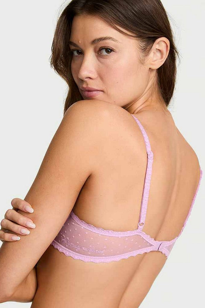 Бюстгальтер із мікросітки з вишивкою 636410399 rose Victoria`s Secret спина
