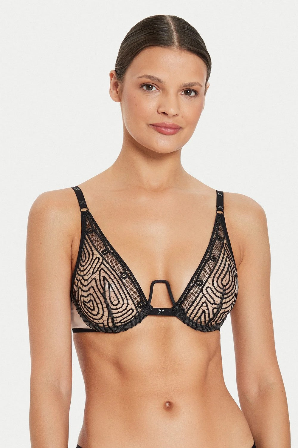 Мягкий бюстгальтер из микросетки 018MA Vibrate nude/black