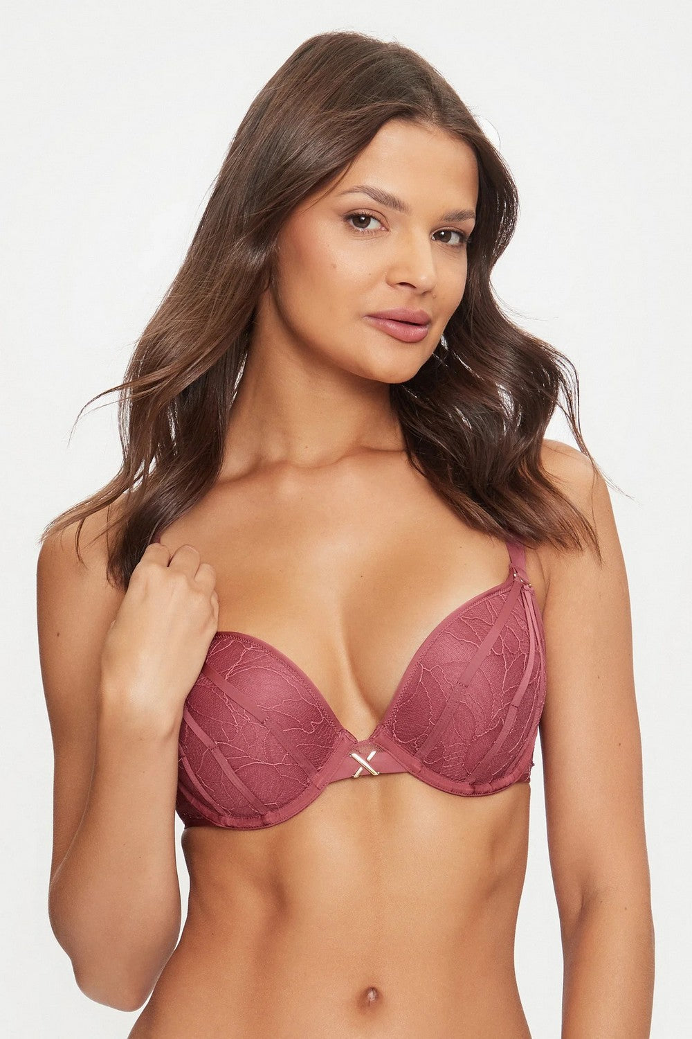 Кружевной бюстгальтер пуш-ап 01ANR Xquisite sepia