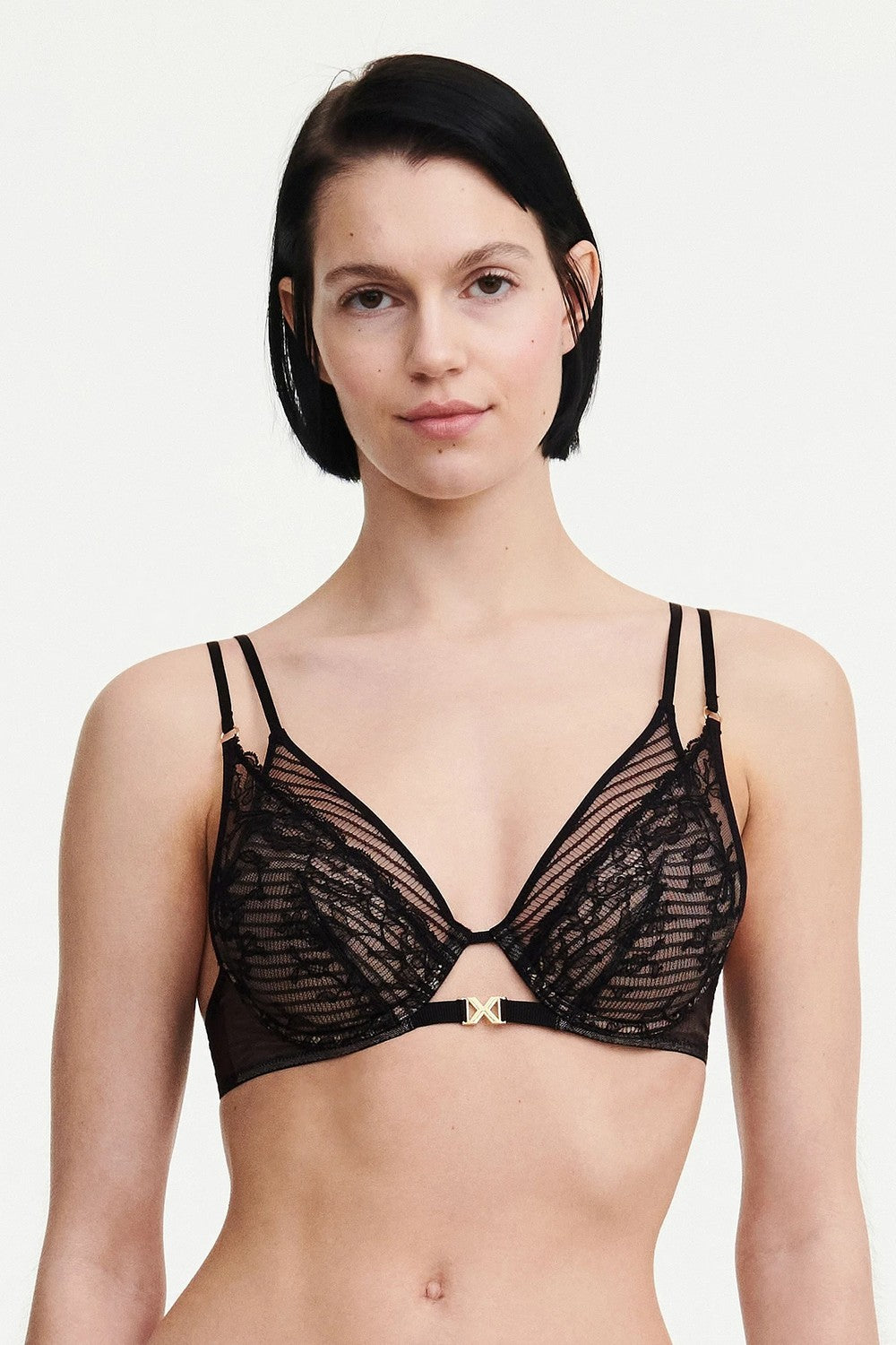 Бюстгальтер с вышивкой 09F2 Txture black