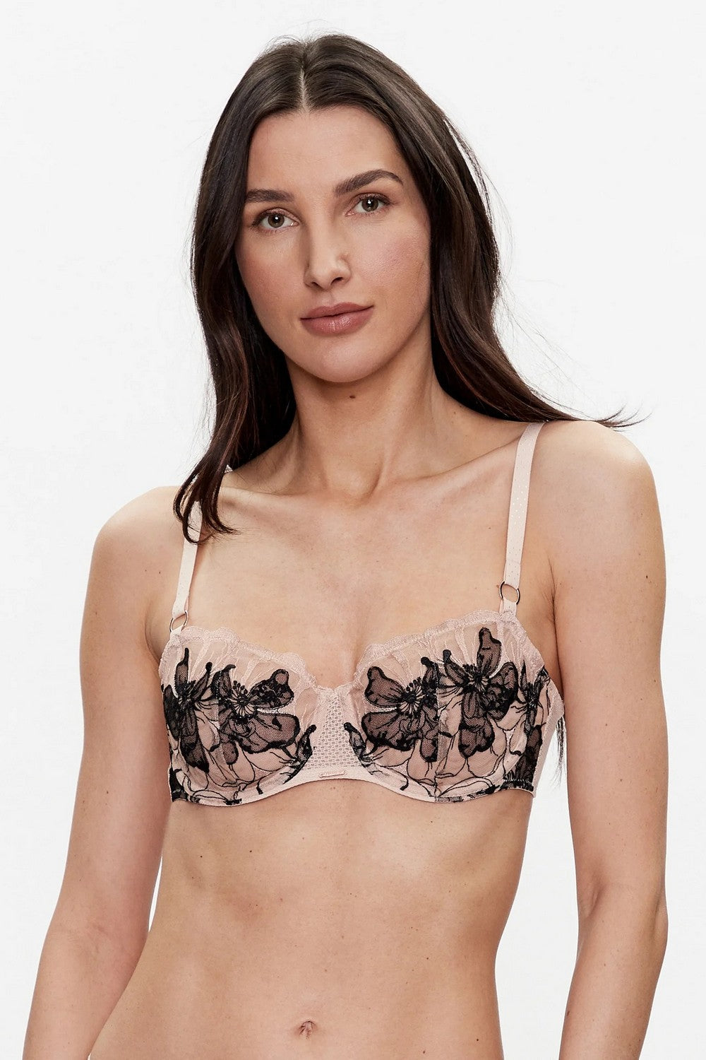 Мягкий бюстгальтер балконет 12Q5 Fleurs Signature beige dore/black