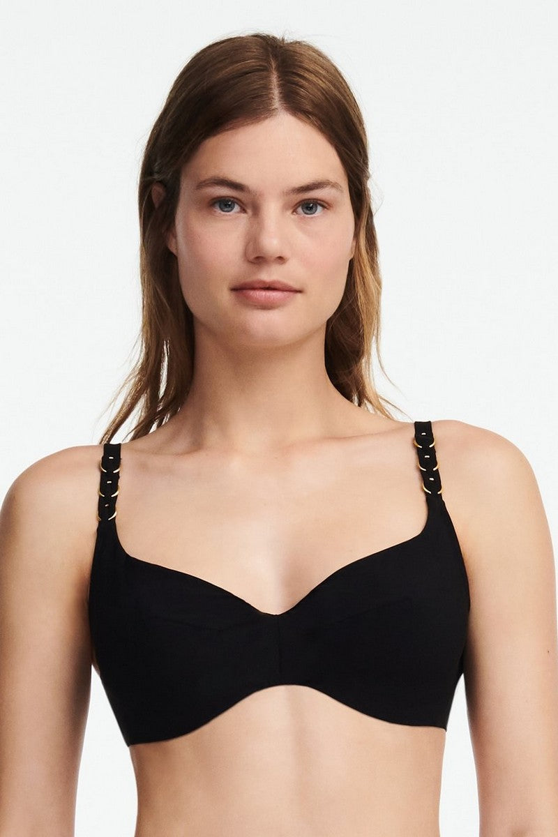 Купальный бюстгальтер с мягкими чашками 17T1 Emblem black