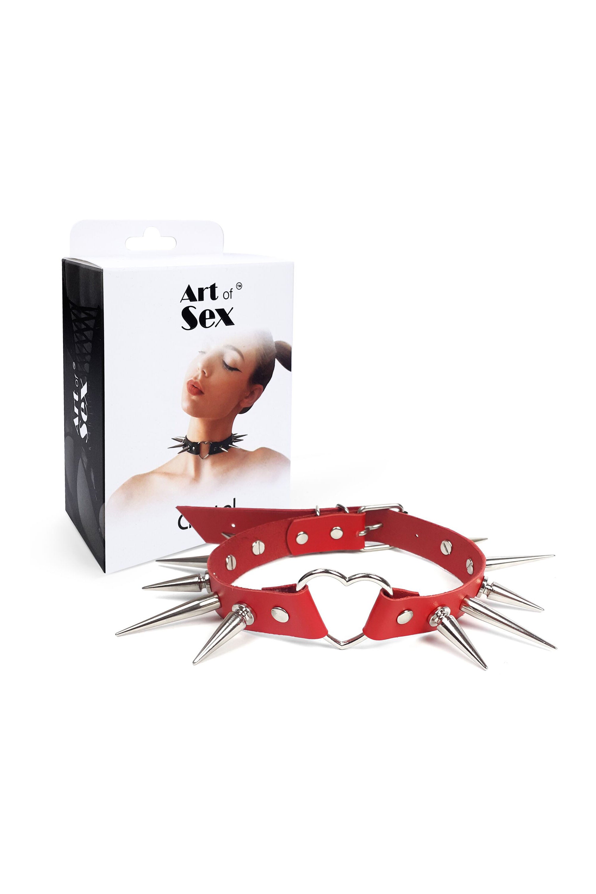 Чокер с шипами Crystal red