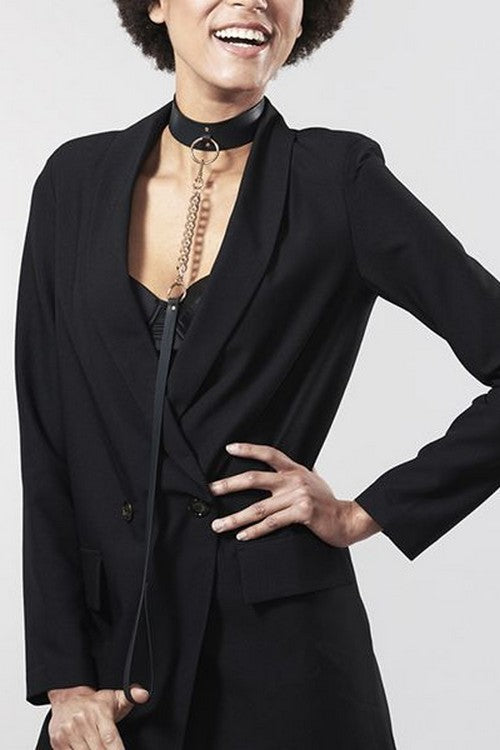 Чокер с поводком Wide Chocker Black