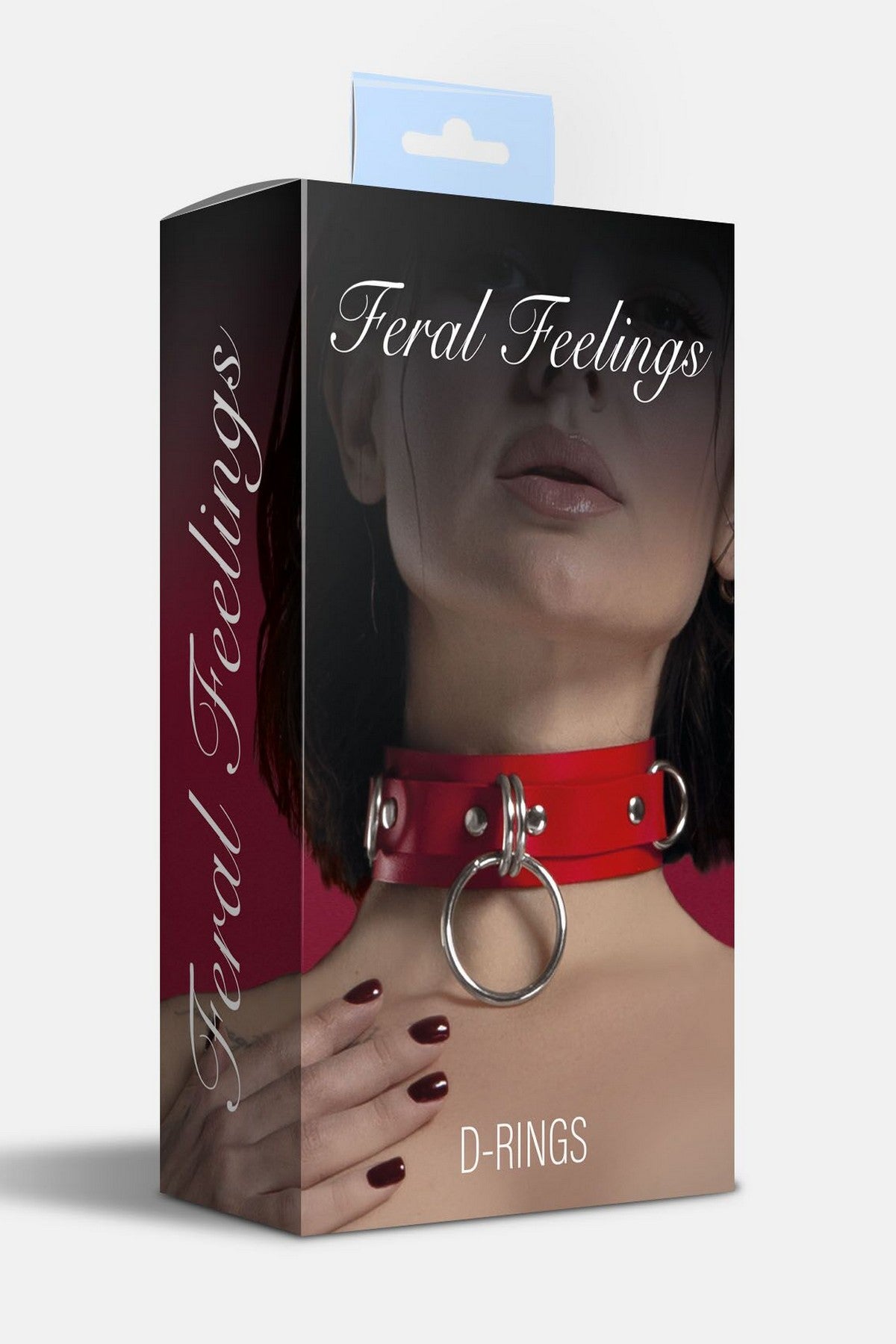 Кожаный ошейник для фиксации D-Rings red