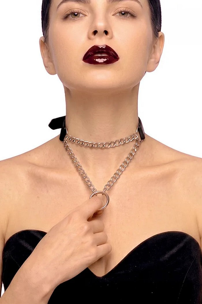 Чокер-зашморг зі шкіри Kaa black Art of Sex
