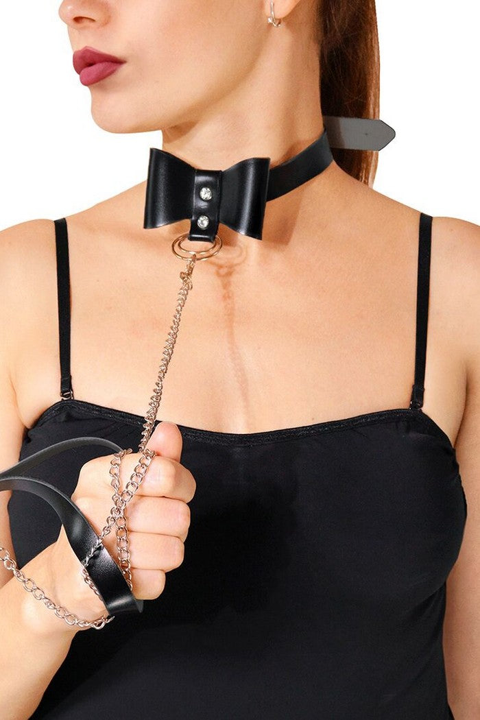 Чокер с поводком Butterfly black