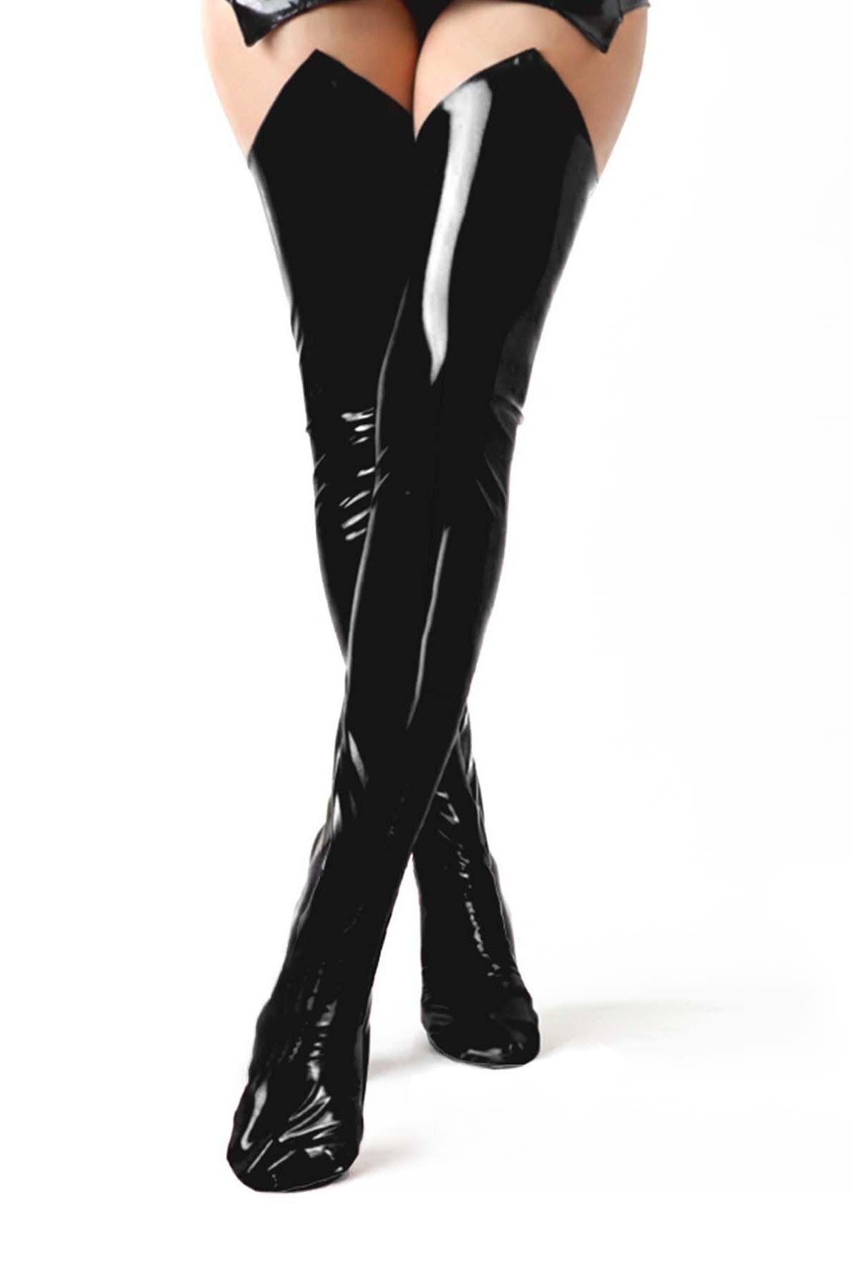 Лаковані чулки зі шнурівкою Mistress black Art of Sex