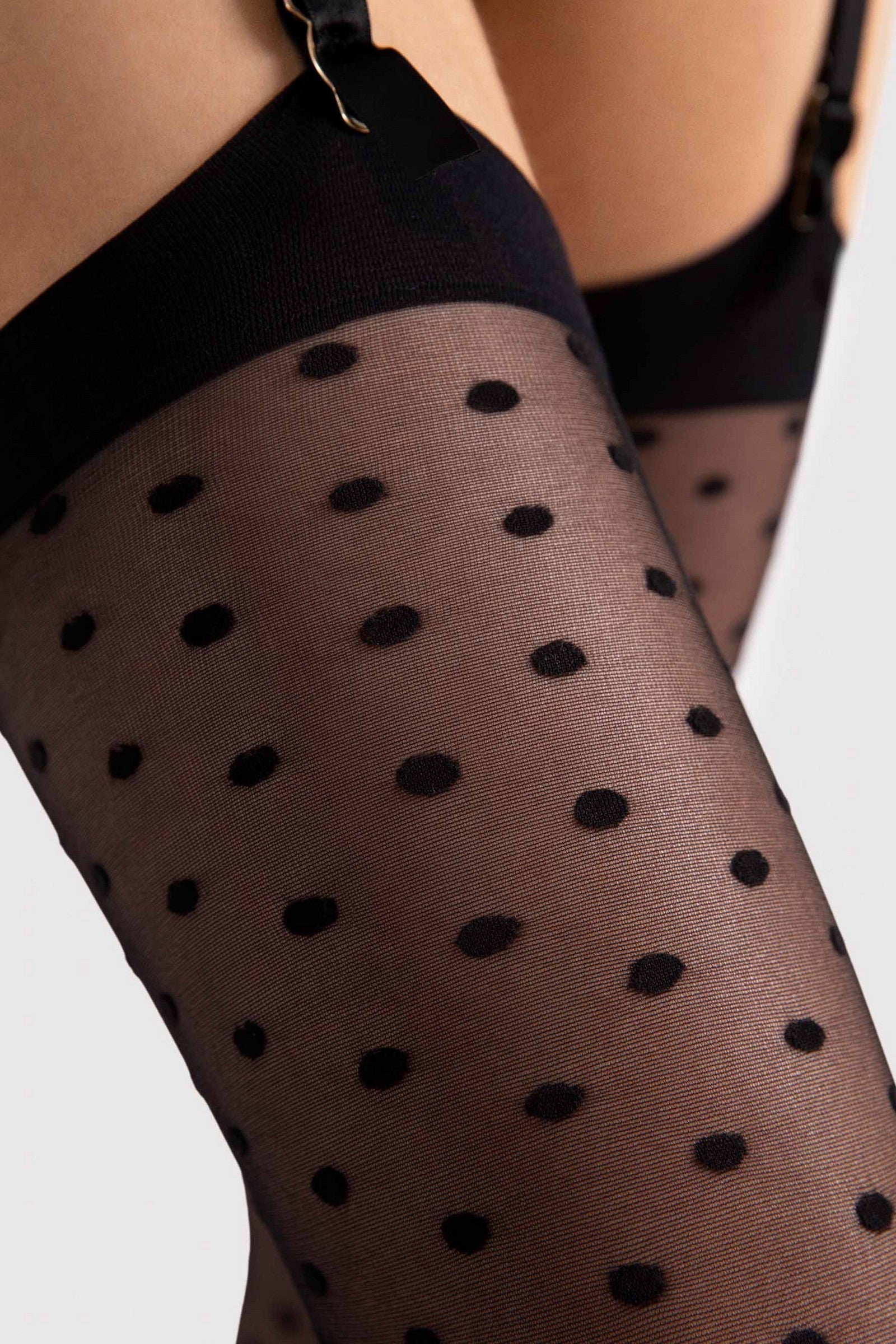 Чулки под пояс в горошек Louise O4078 20d