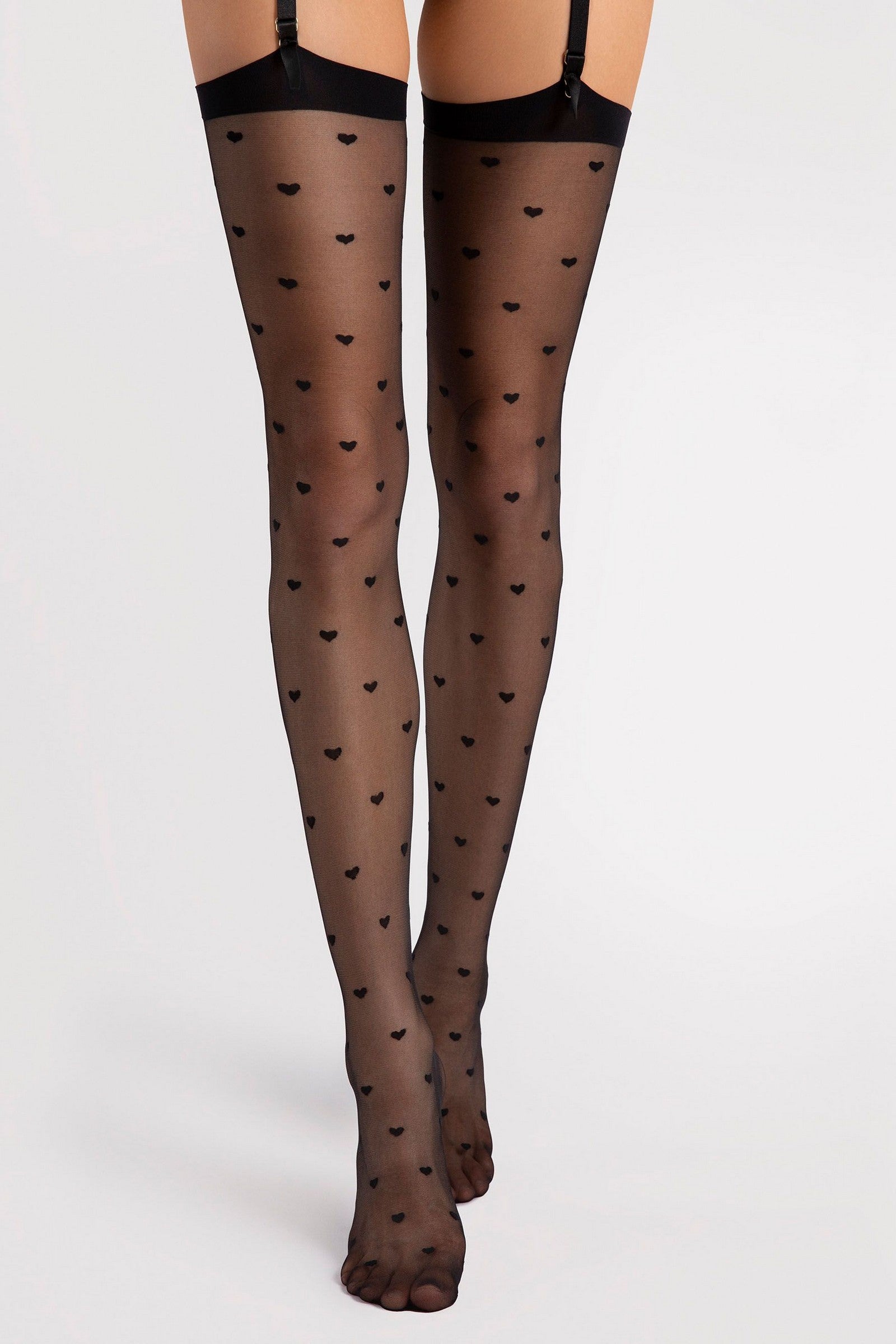 Чулки под пояс с сердечками O4092 Love Booster 15d