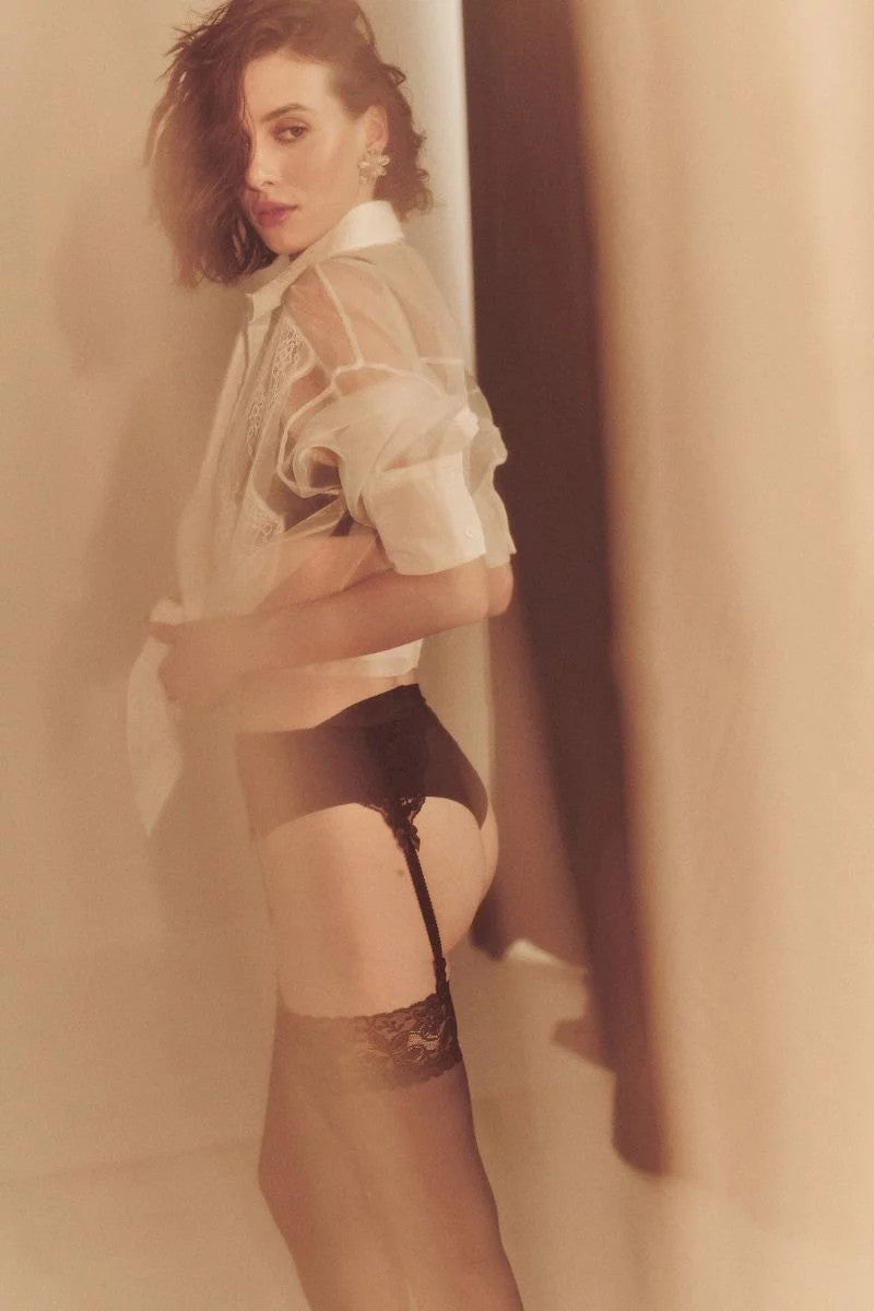 Чулки с кружевной коронкой в комплекте с поясом Shadow 15d