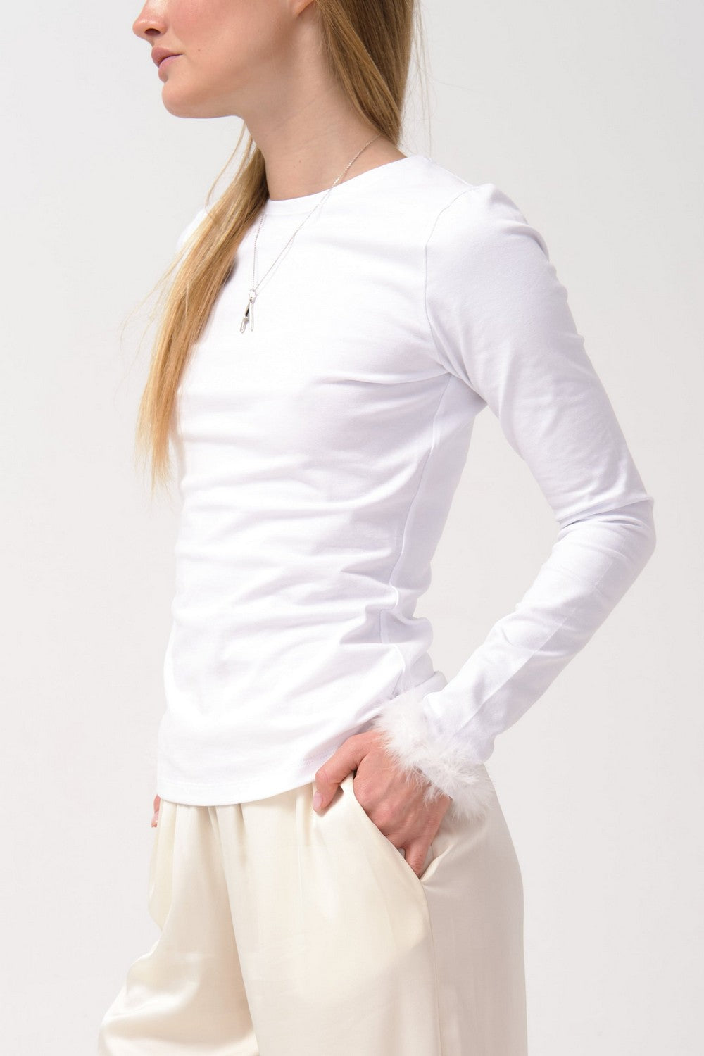 Лонгслив с перьями Cheeeeeers! WL23805/3 white