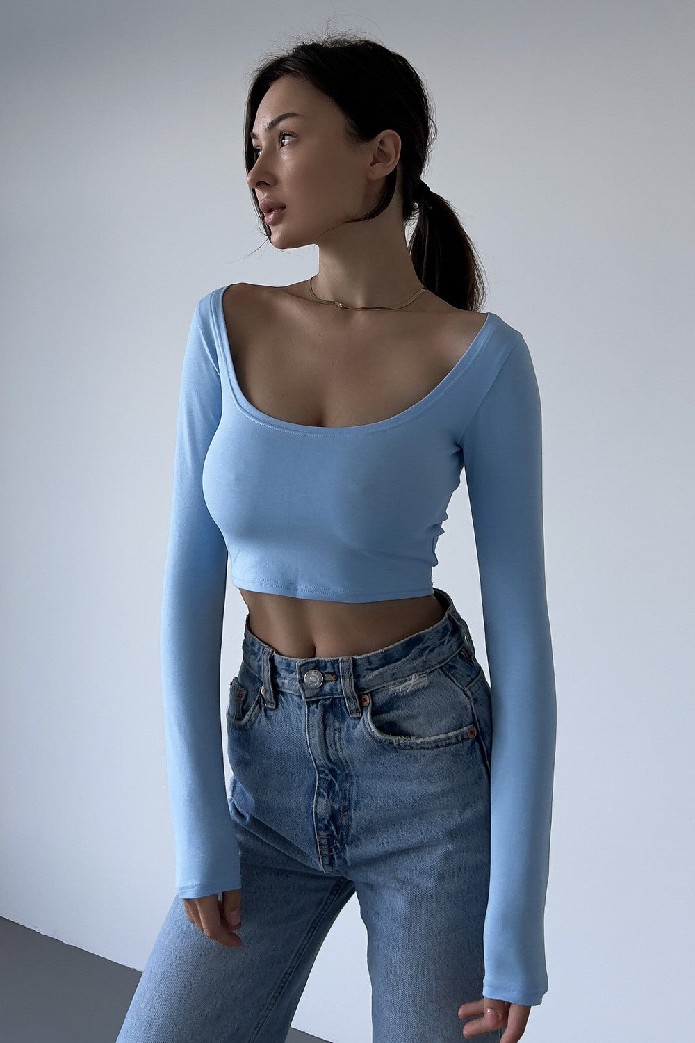 Хлопковый кроп-топ Tuesday SS21624/5 blue