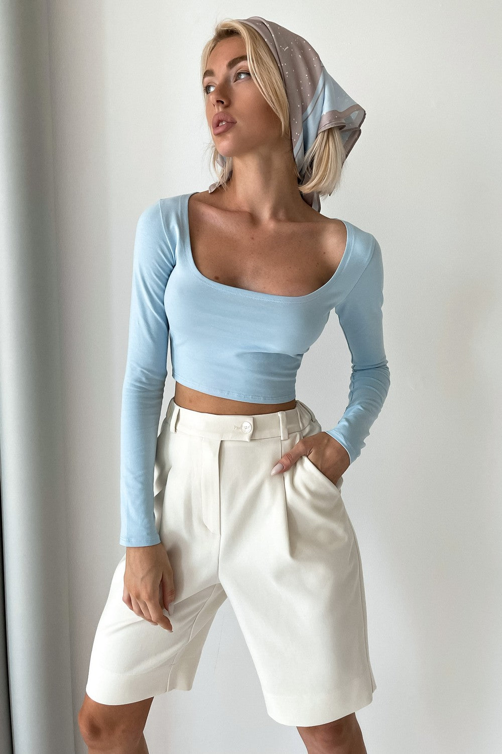 Хлопковый кроп-топ Tuesday SS21624/5 blue