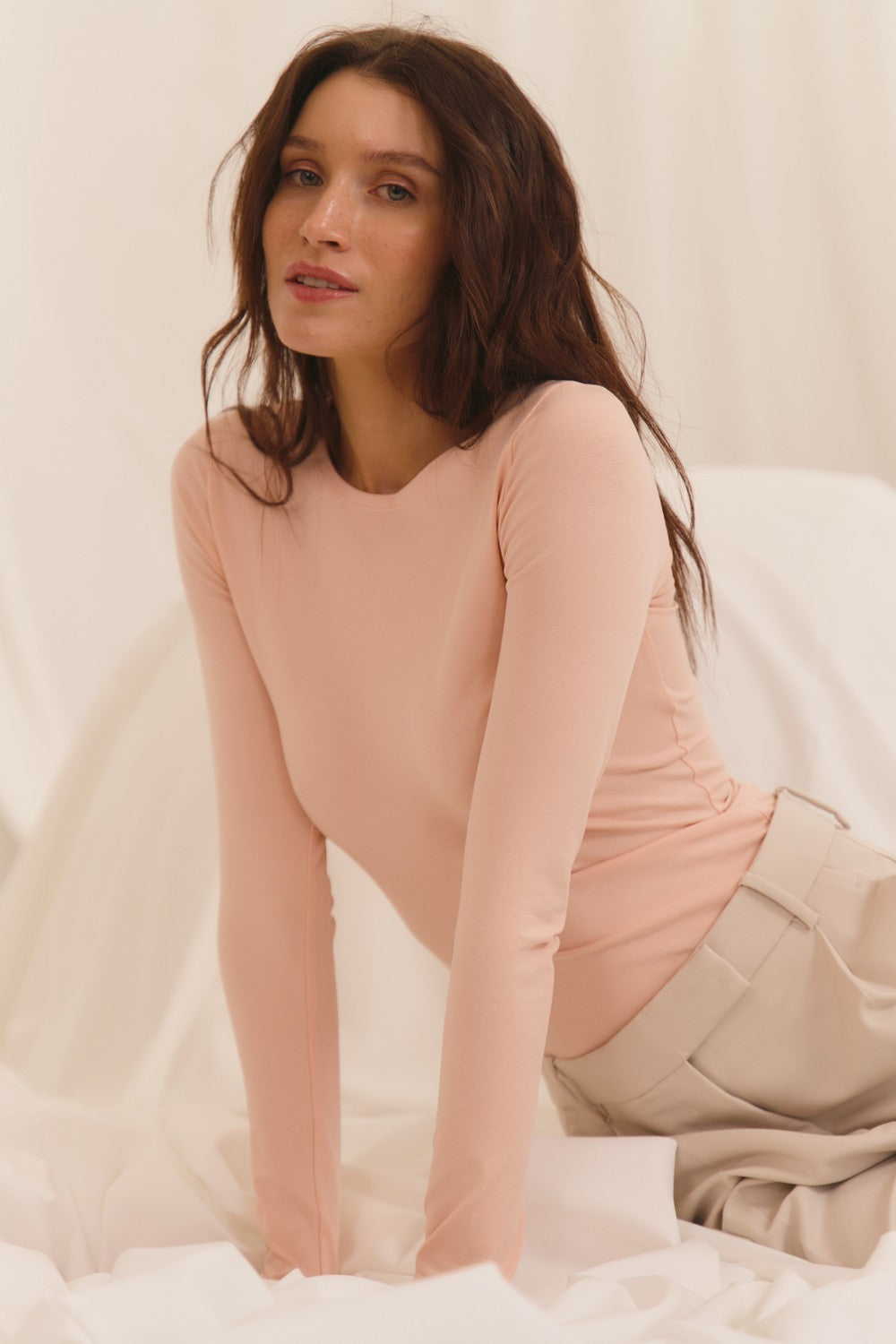 Хлопковый лонгслив WL23804/19 Thursday peach