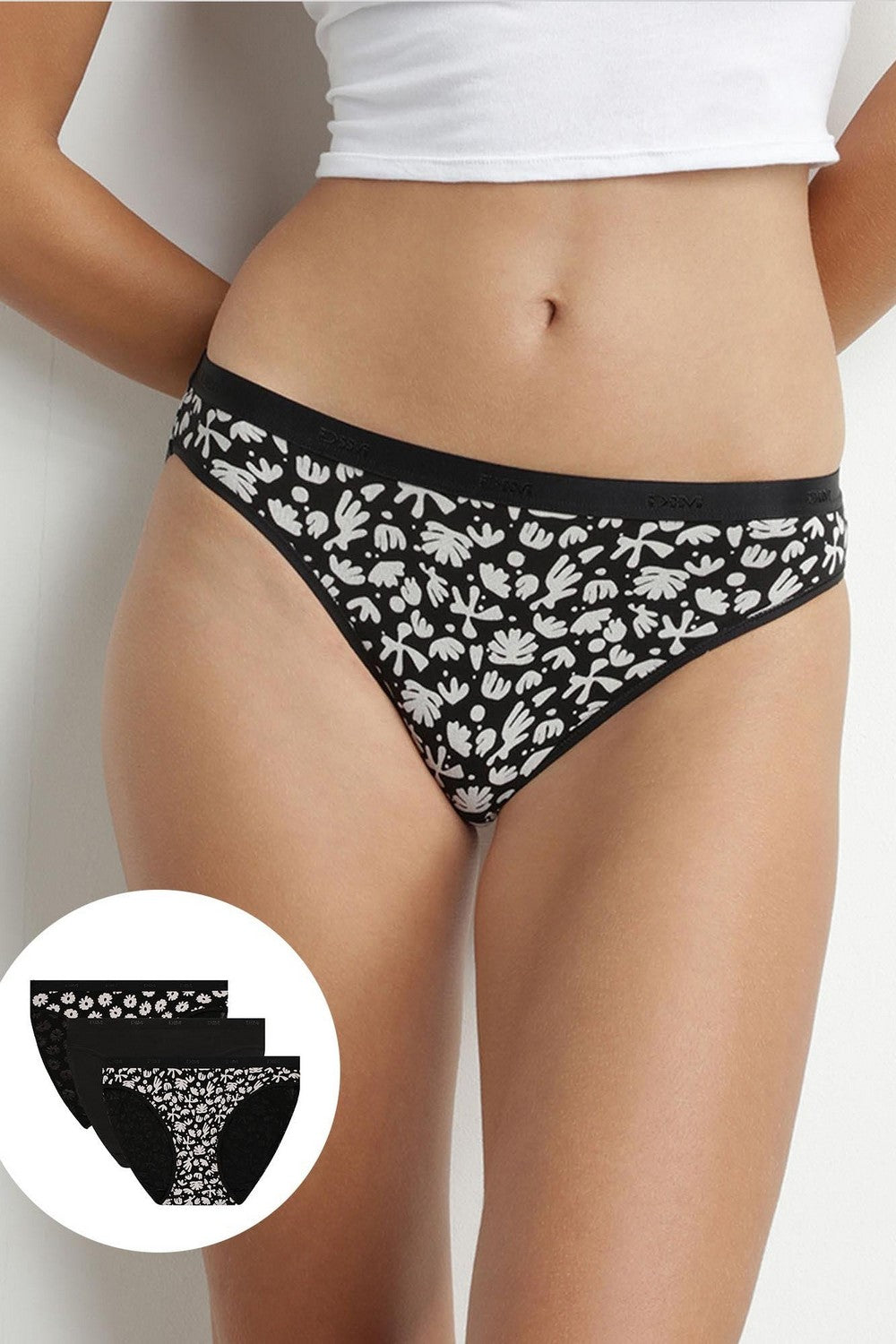 Хлопковые трусики слип 4C17 Les Pockets Coton (3 шт.) black bold