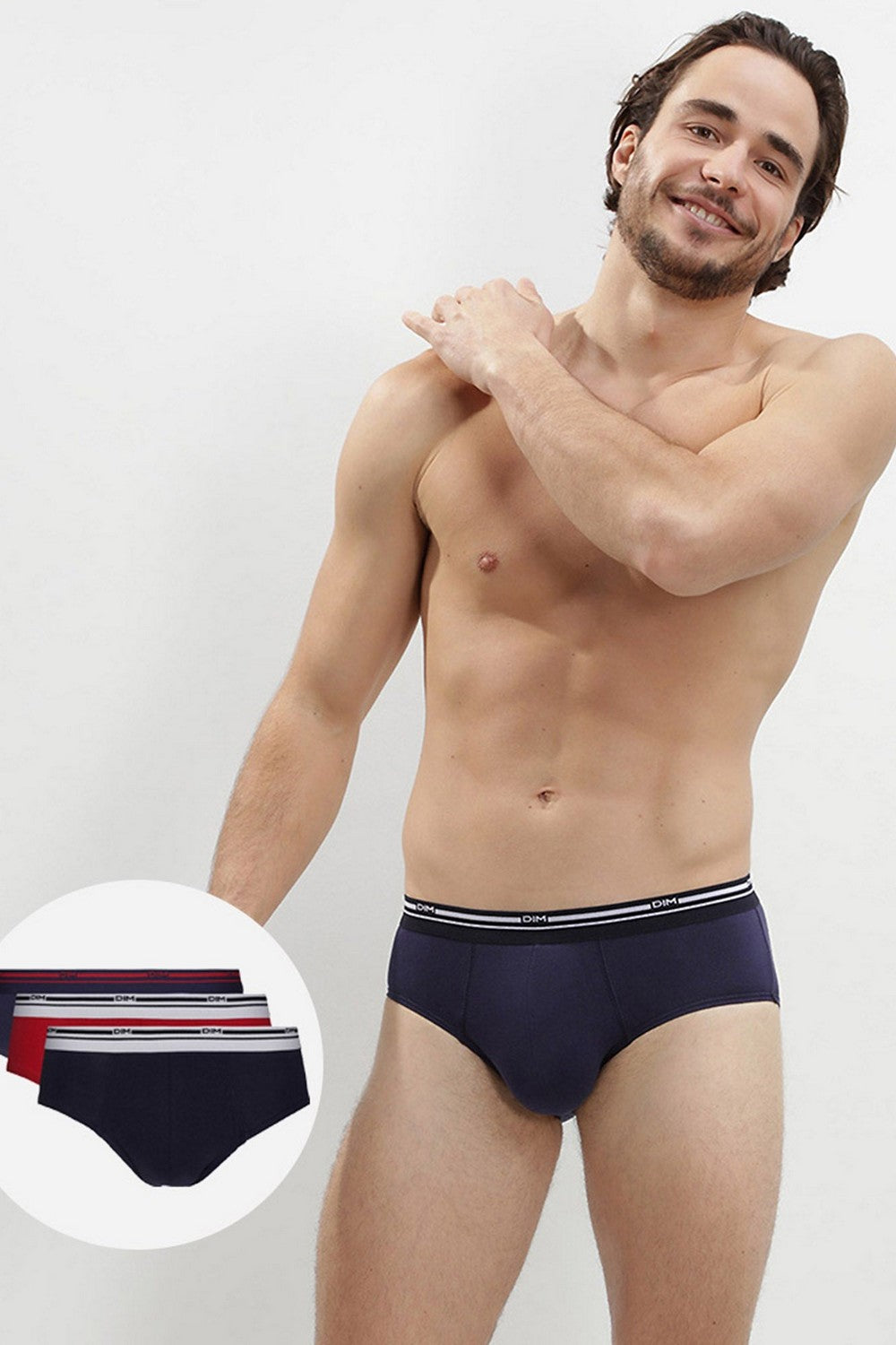 Чоловічі труси сліп із бавовни D09BB Classic Colors (3 шт.) bleu/rouge/bleu