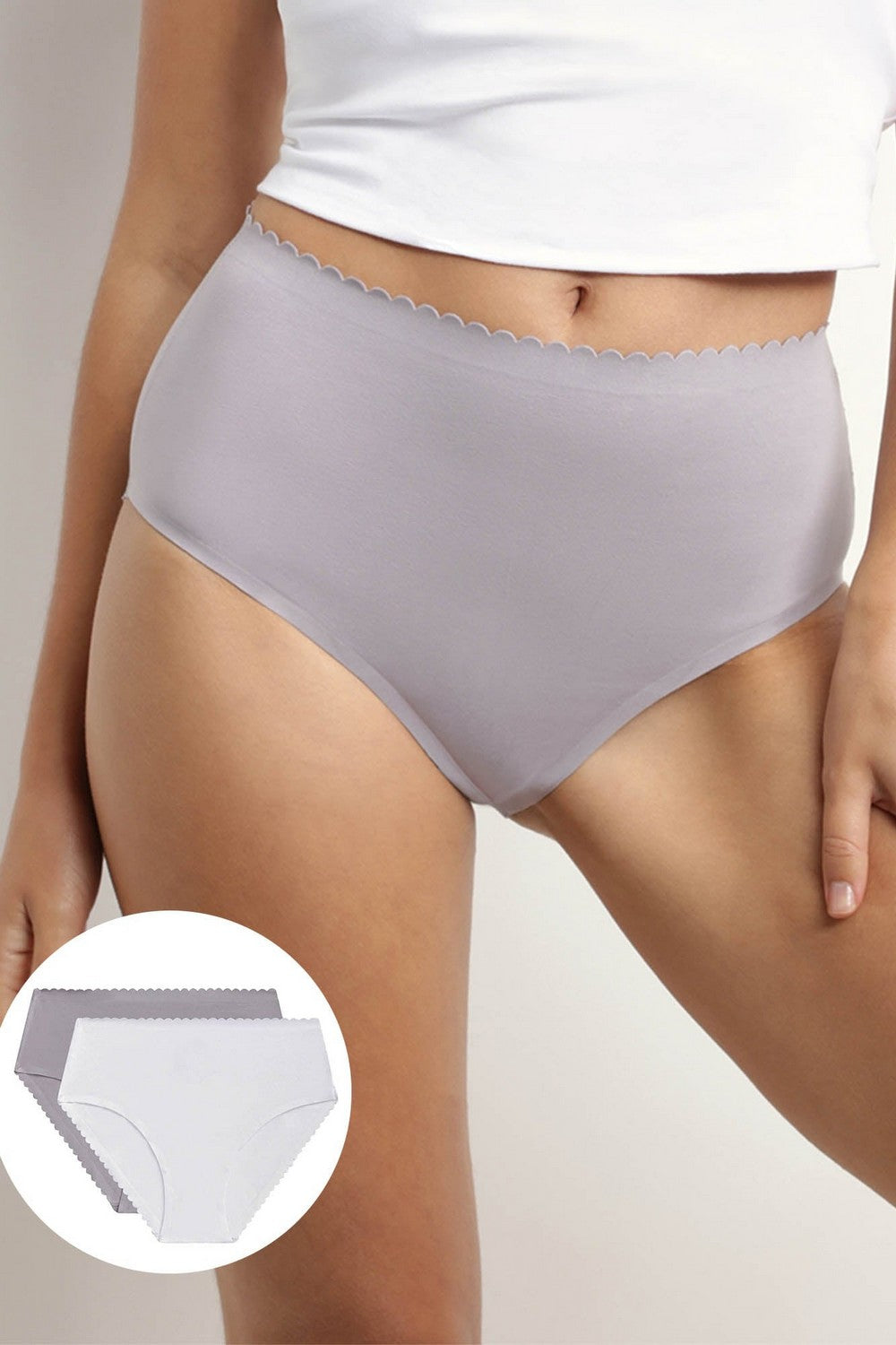 Высокие трусики слип D0DFP Body Touch Easy (2 шт.) blanc/gris ch