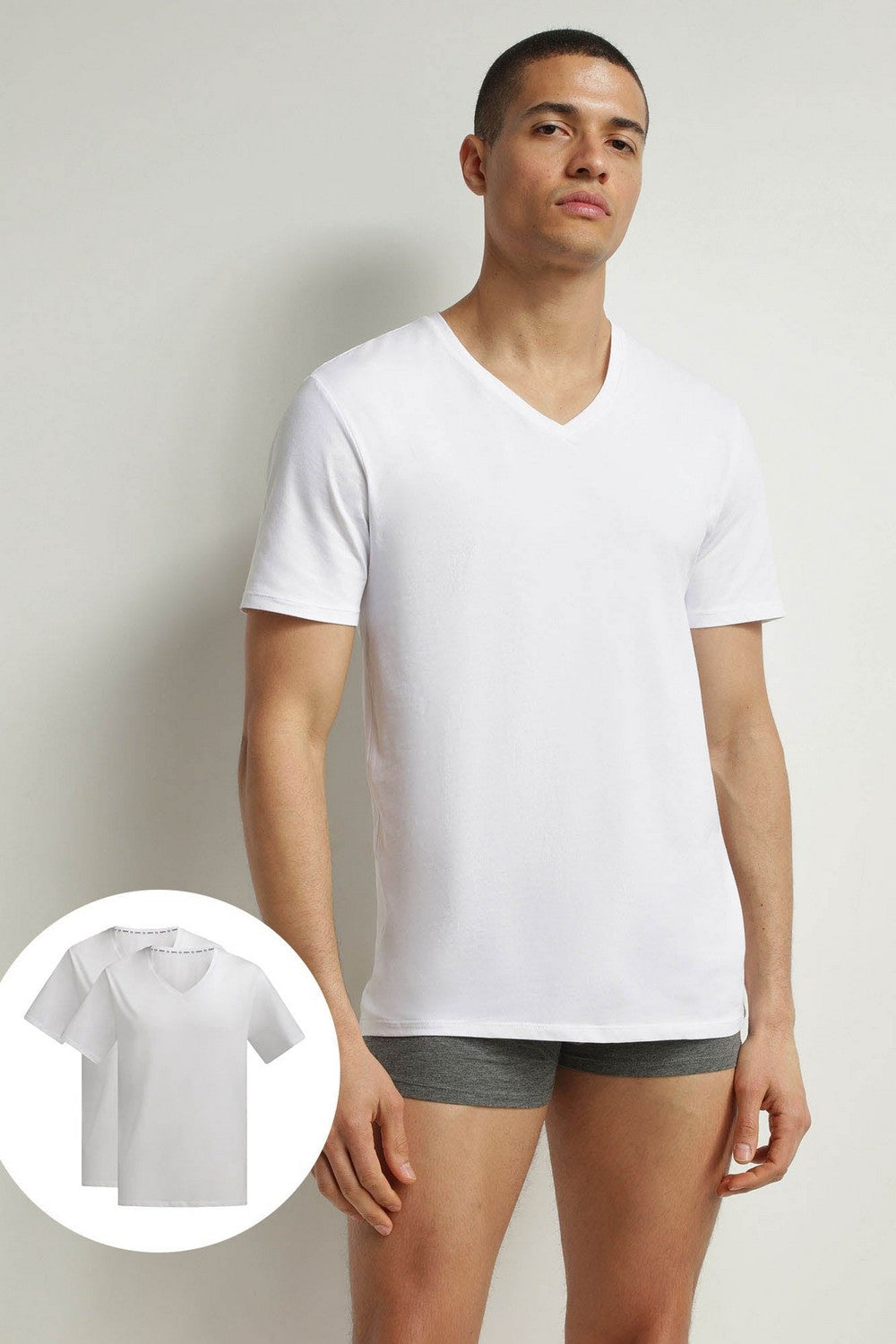 Хлопковая мужская футболка D0DI5 Good (2 шт.) white