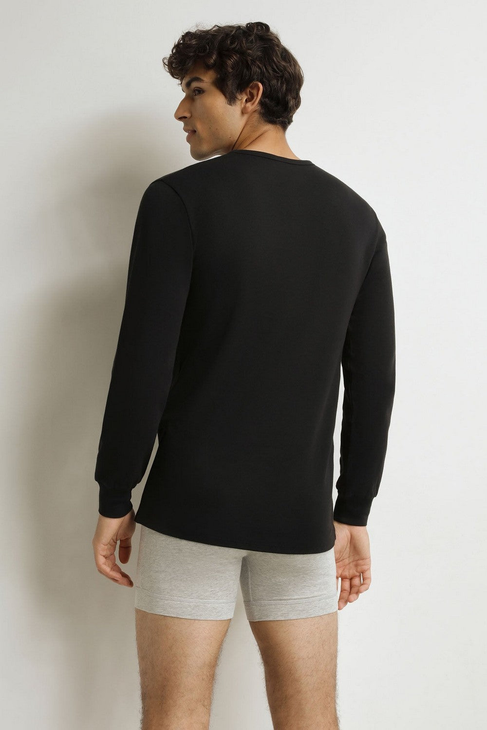 Чоловічий бавовняний лонгслів DD258 Thermal black