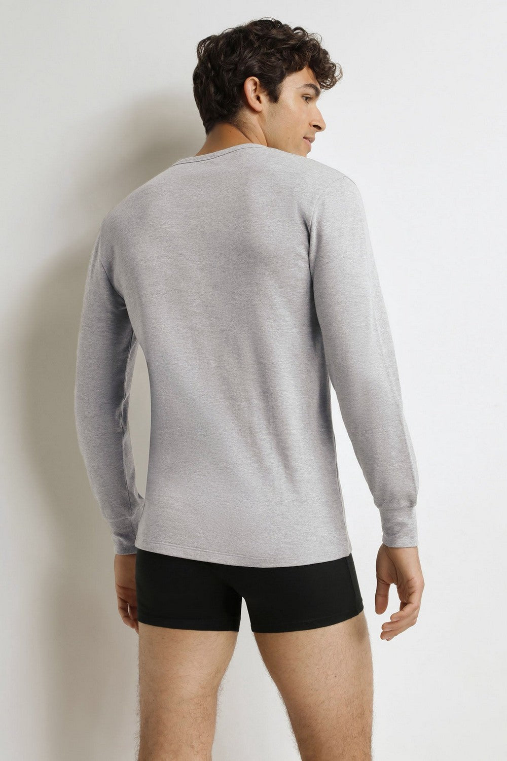 Чоловічий бавовняний лонгслів DD258 Thermal gris chine