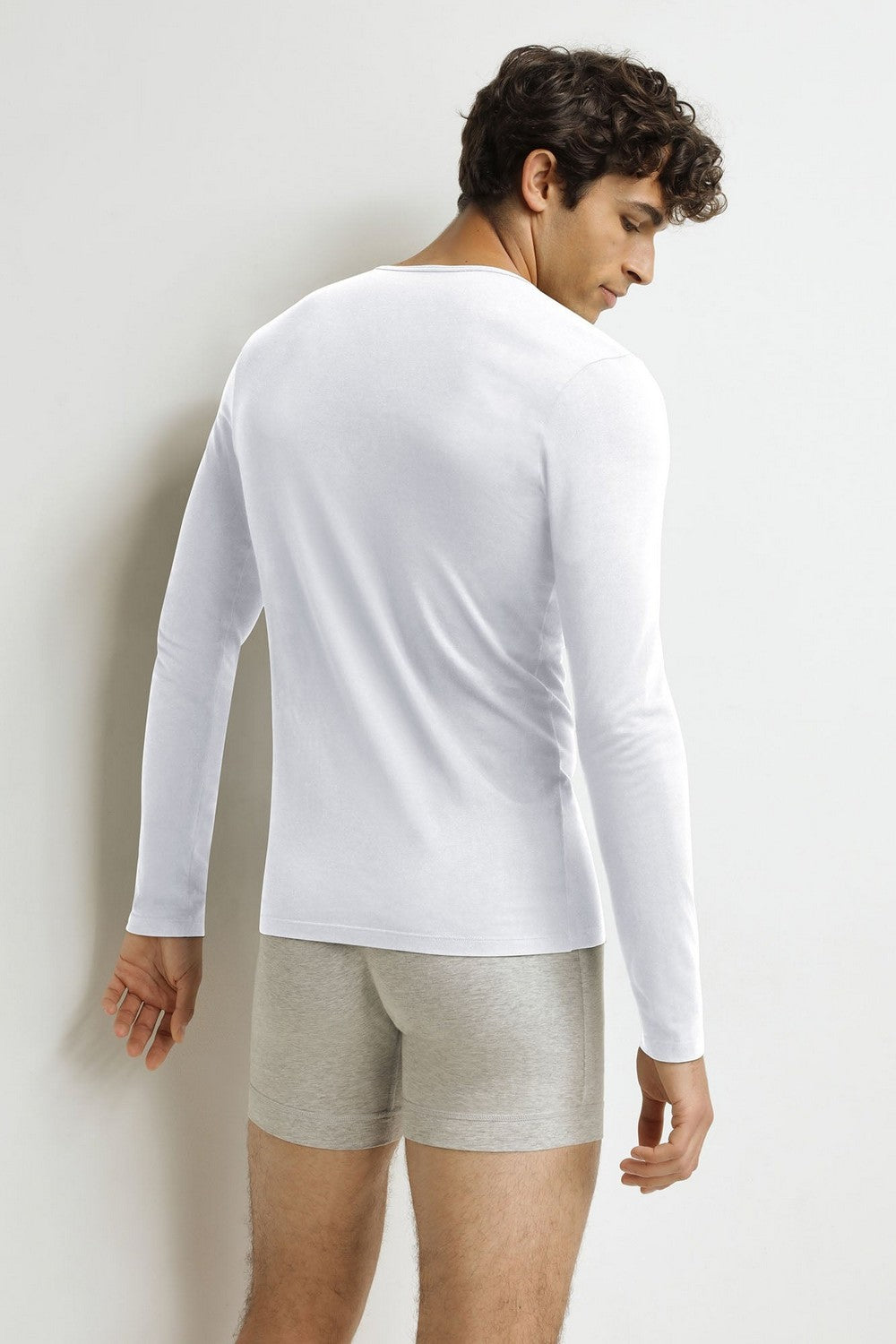 Чоловічий бавовняний лонгслів DD41Z Thermal white