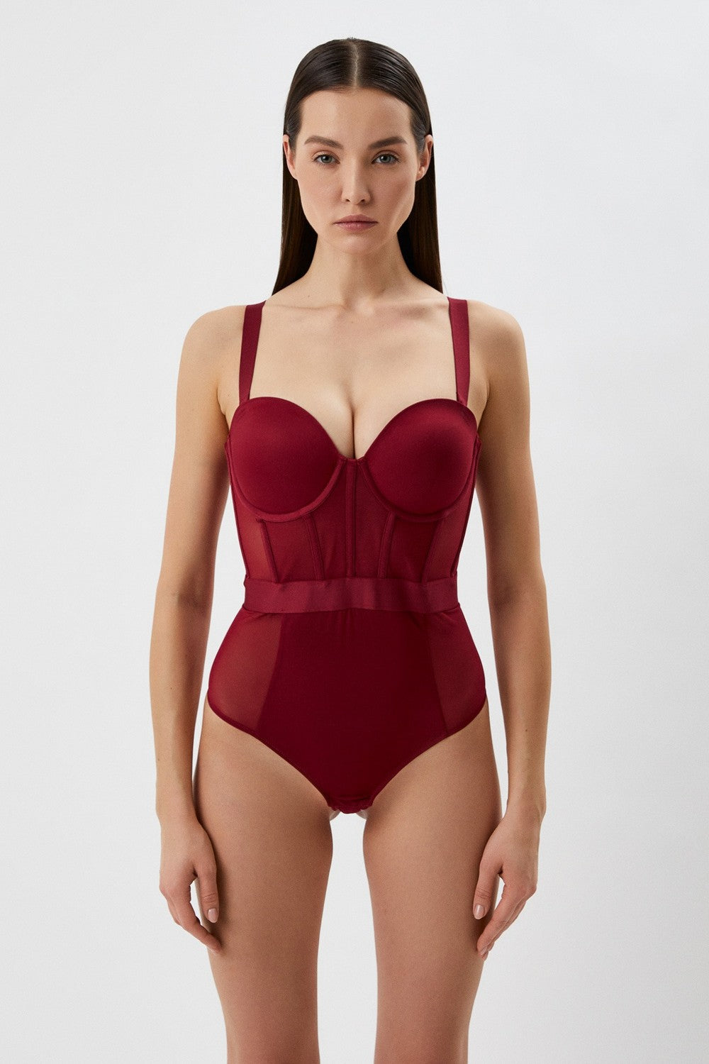 Боди-стринг из микросетки DK6008 persian red