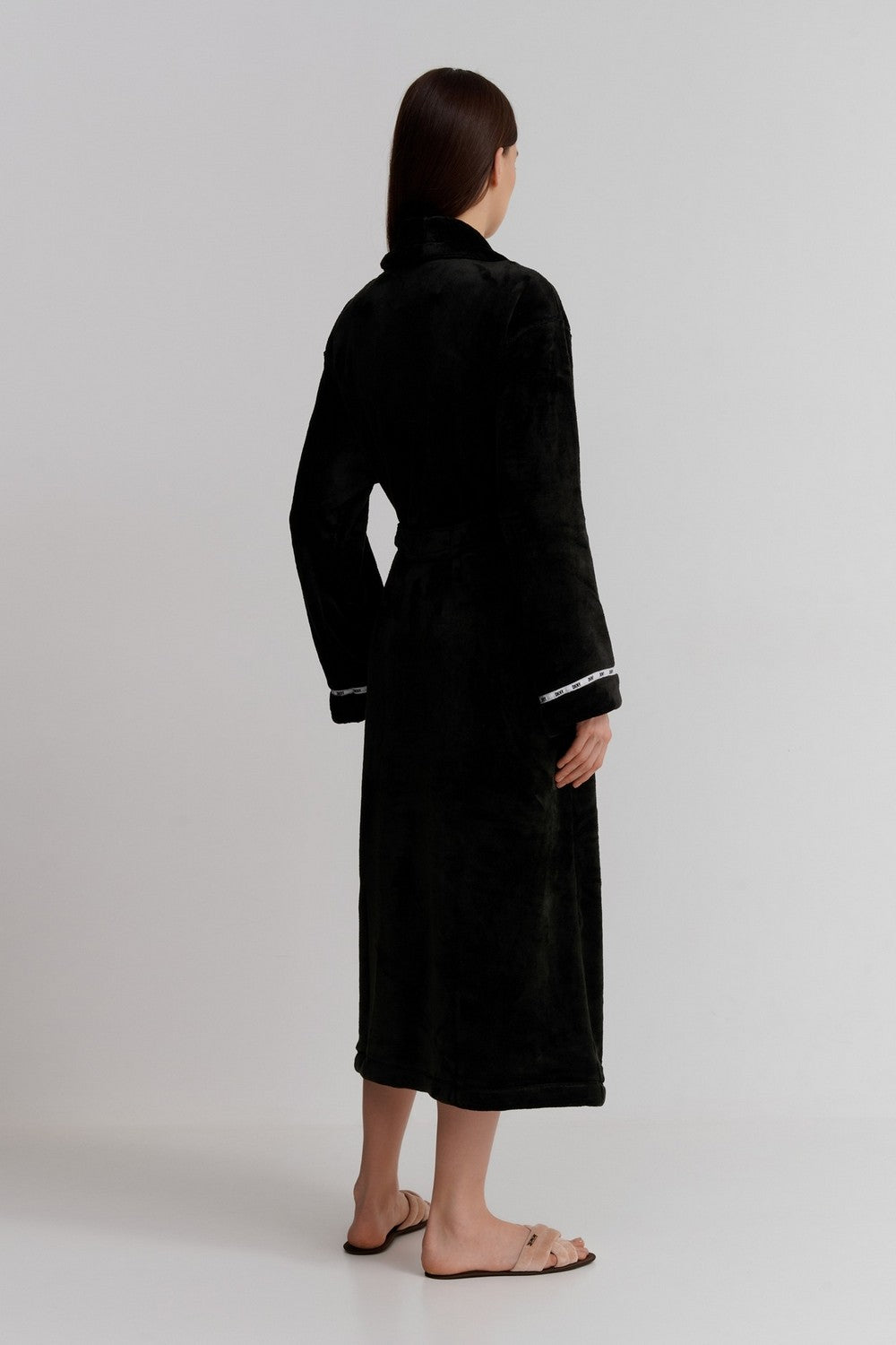 Довгий флісовий халат YI00027F black