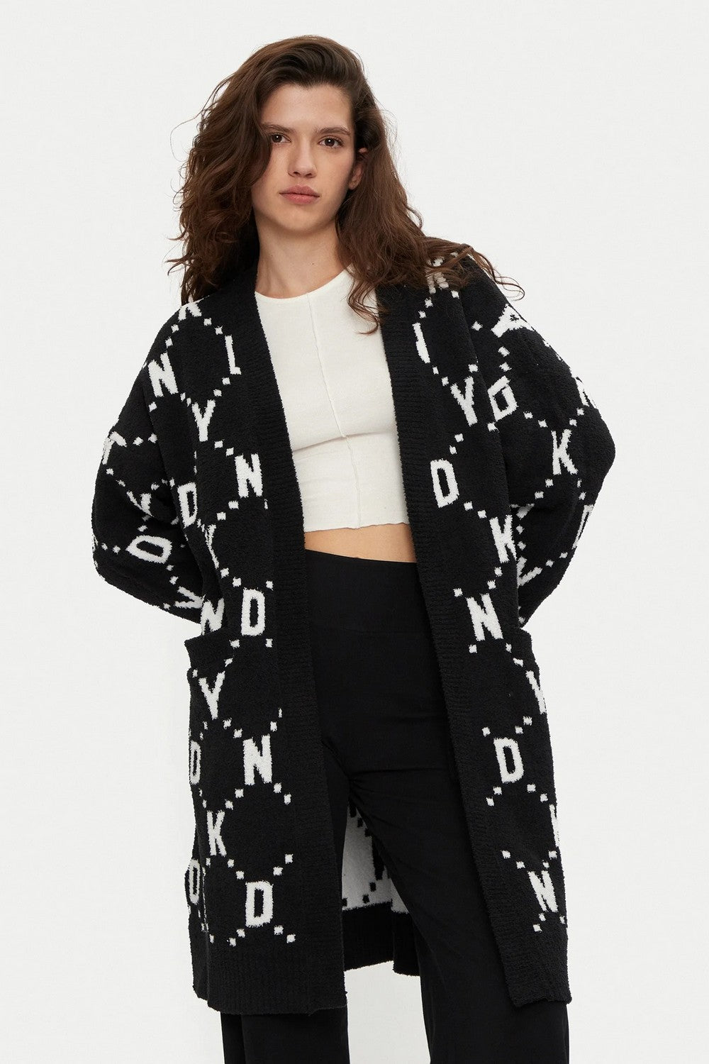 Кардиган с логотипом бренда YI00031 black ivory