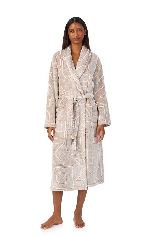 Длинный халат с поясом YI00077 brn print