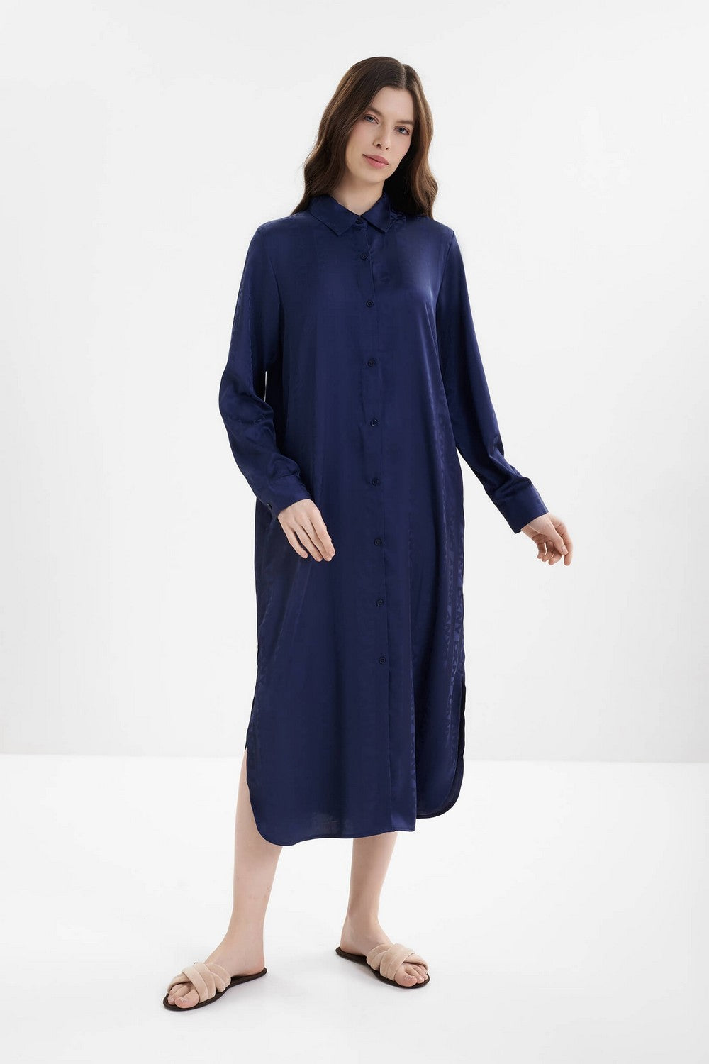 Нічна сорочка на ґудзиках YI00081 stripe