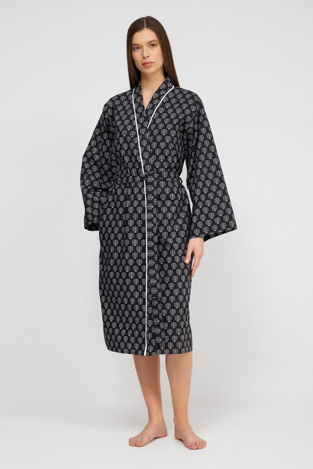 Хлопковый халат с логотипом YI10024 black