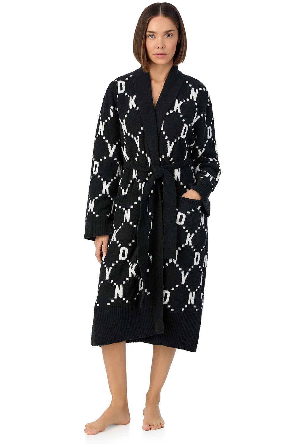 Длинный халат с логотипом YI10031 black ivory