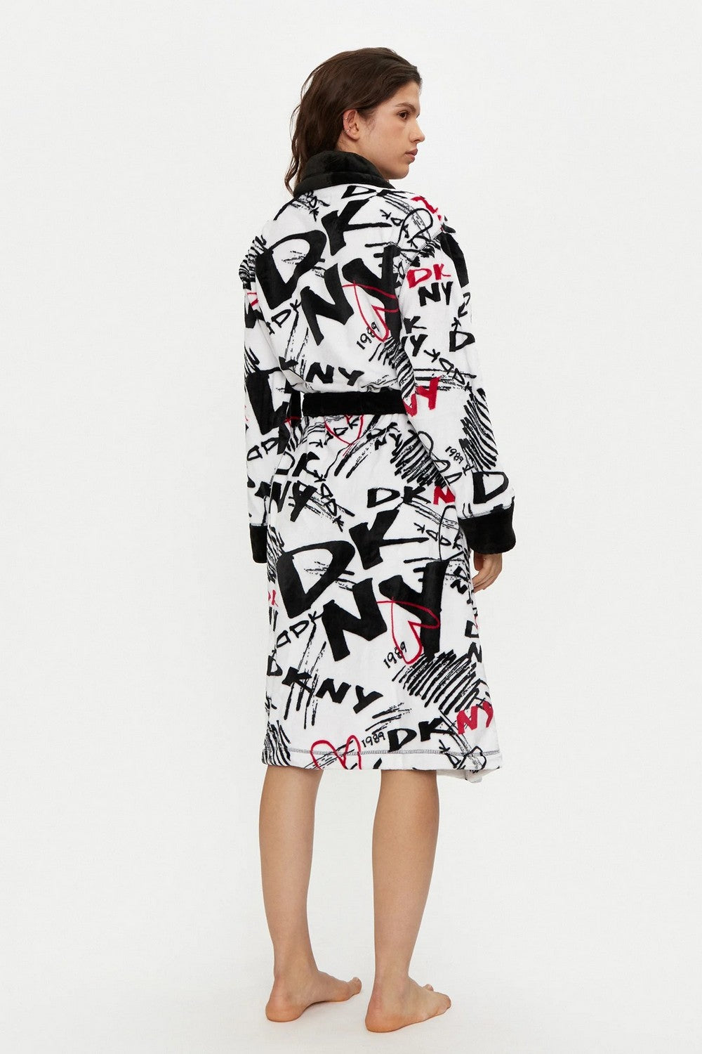 Махровий халат з принтом YI20027F white multi