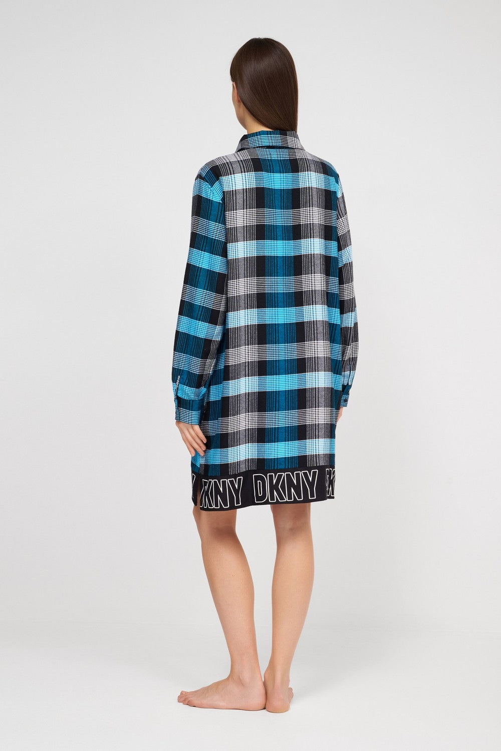 Домашнее платье-рубашка YI30021 blue