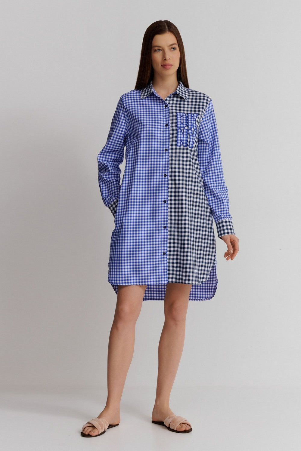 Домашнее платье с принтом YI30037 iced/bleu