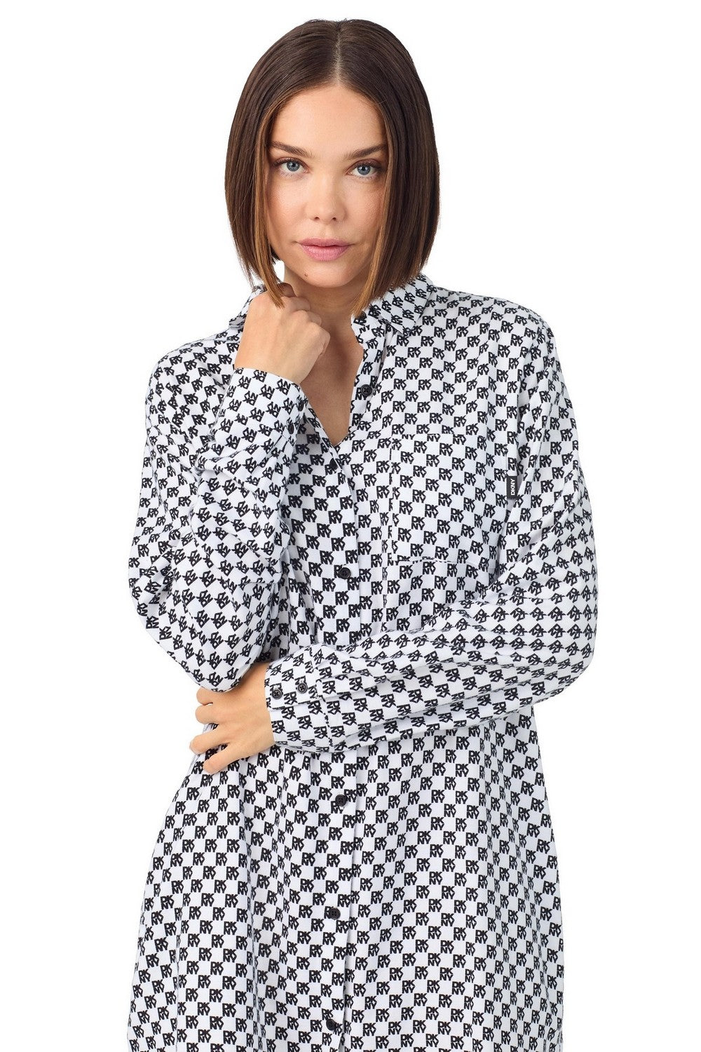 Ночная сорочка на пуговицах YI30064 checker logo