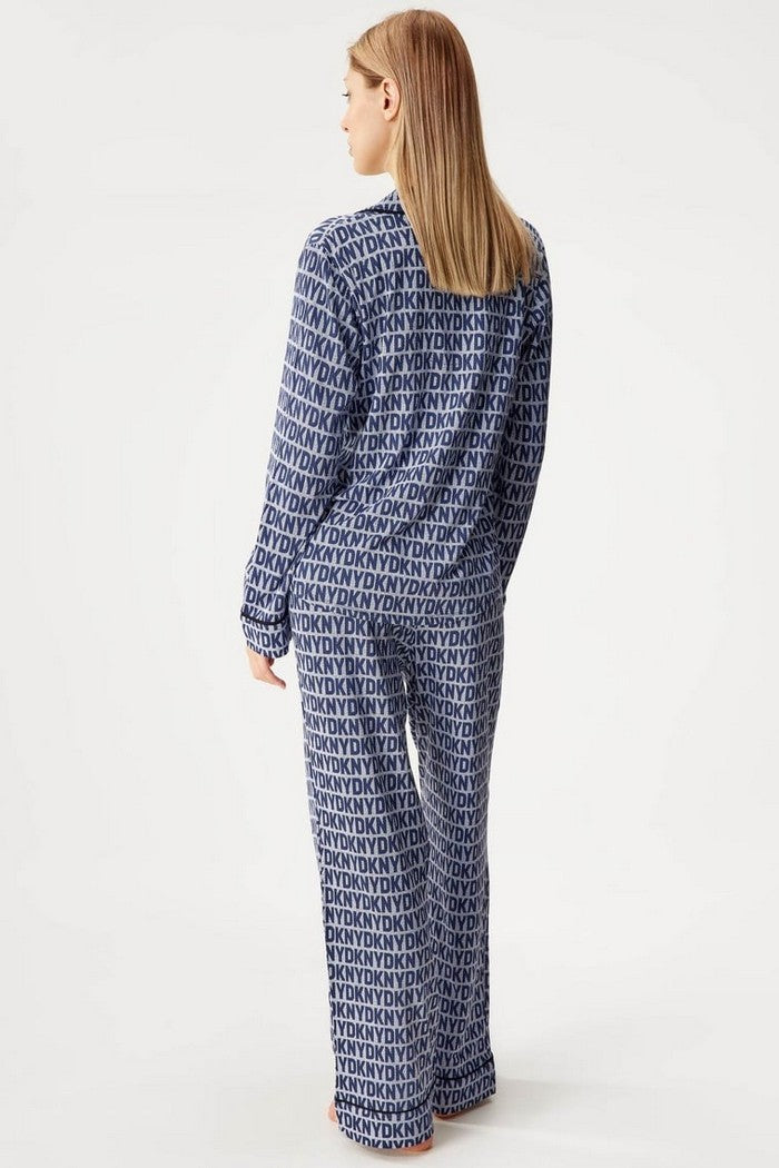 Хлопковая пижама на пуговицах YI80025 navy