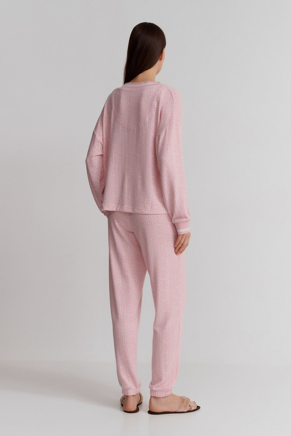 Пижама из вискозы с принтом YI90020 mauve