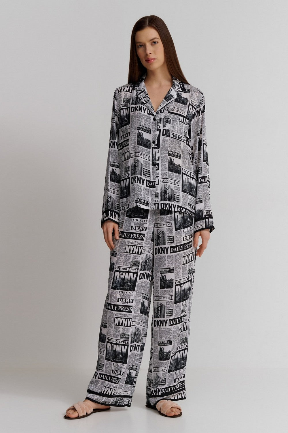 Пижама на пуговицах YI90033 white black