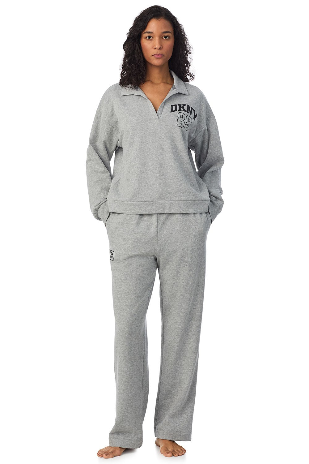 Хлопковый костюм с брюками YI90059 grey