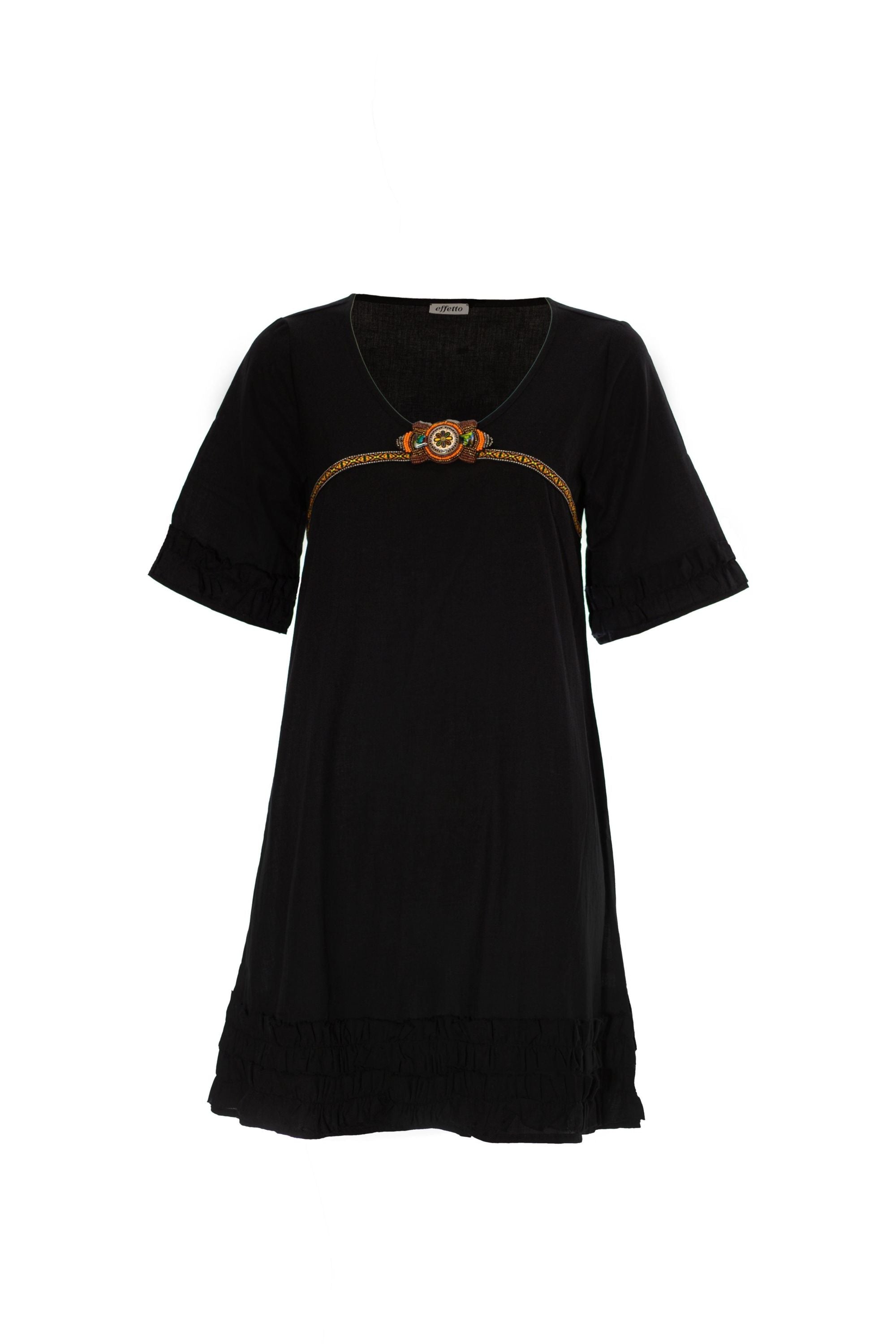 Хлопковое платье с воланами 0134 black