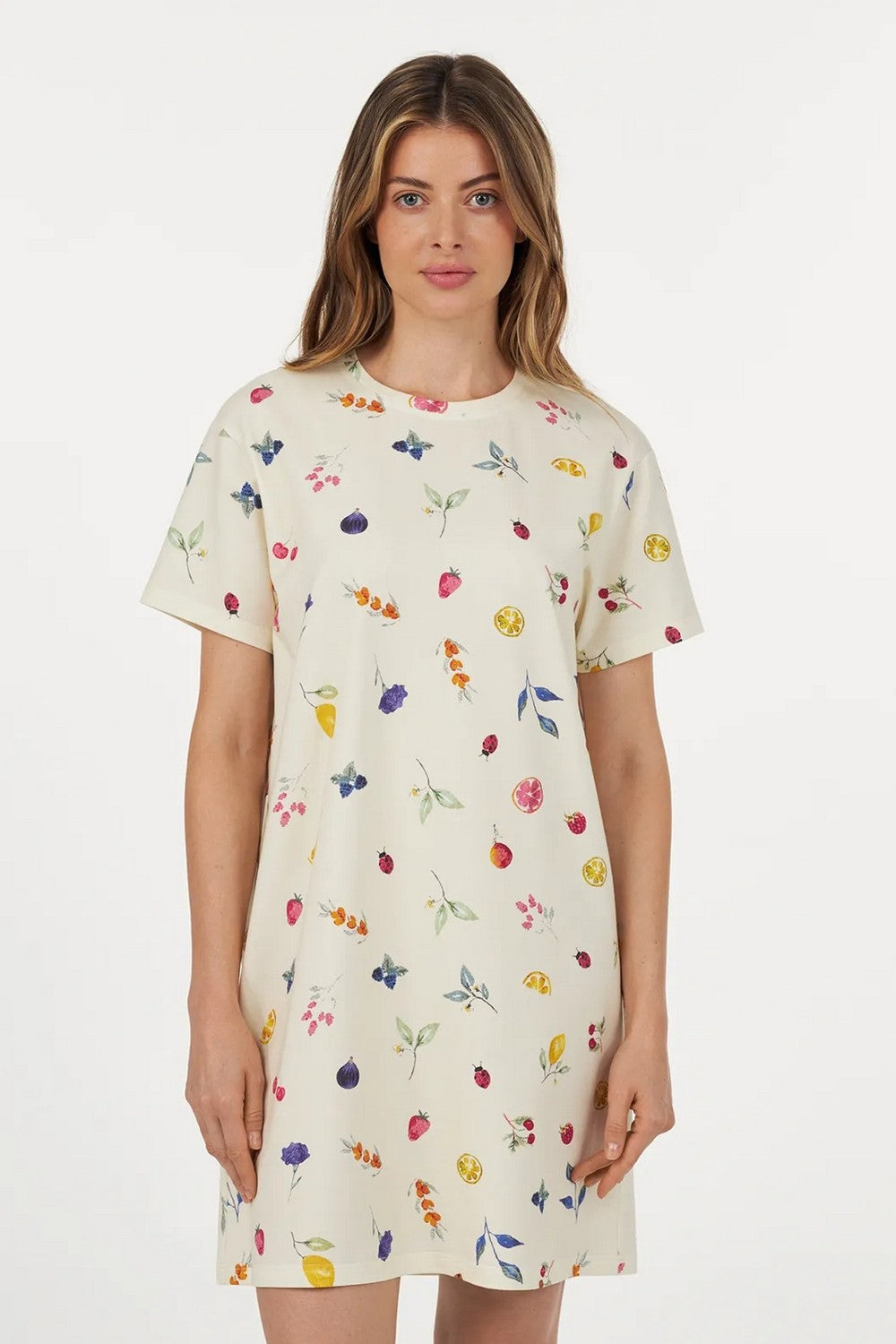 Бавовняна сорочка з принтом LDK 129/15/04 Fruity Delight cream
