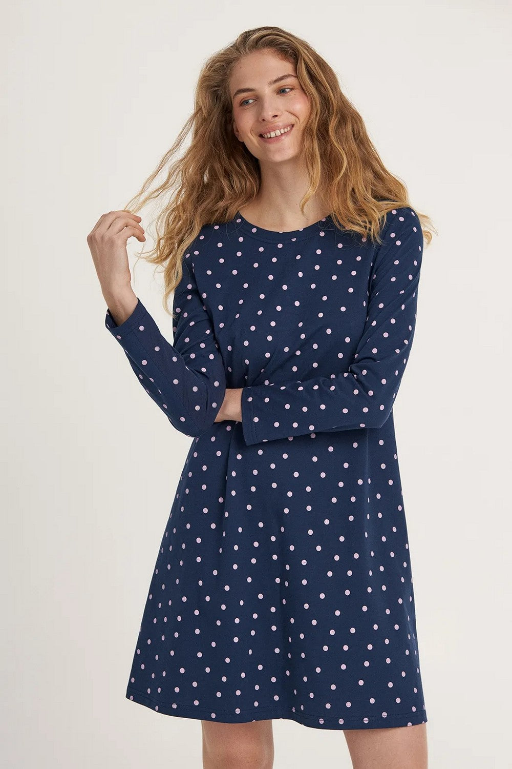 Ночная сорочка в горошек LDK 100/11/02 Rosy Raindrops blue