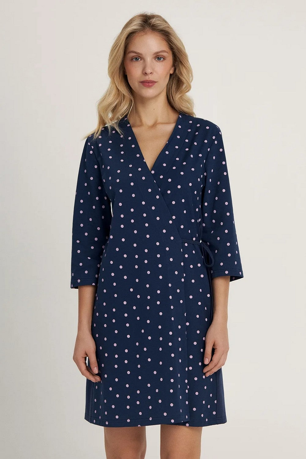 Хлопковый халат в горошек LGK 201/13/01 Rosy Raindrops blue