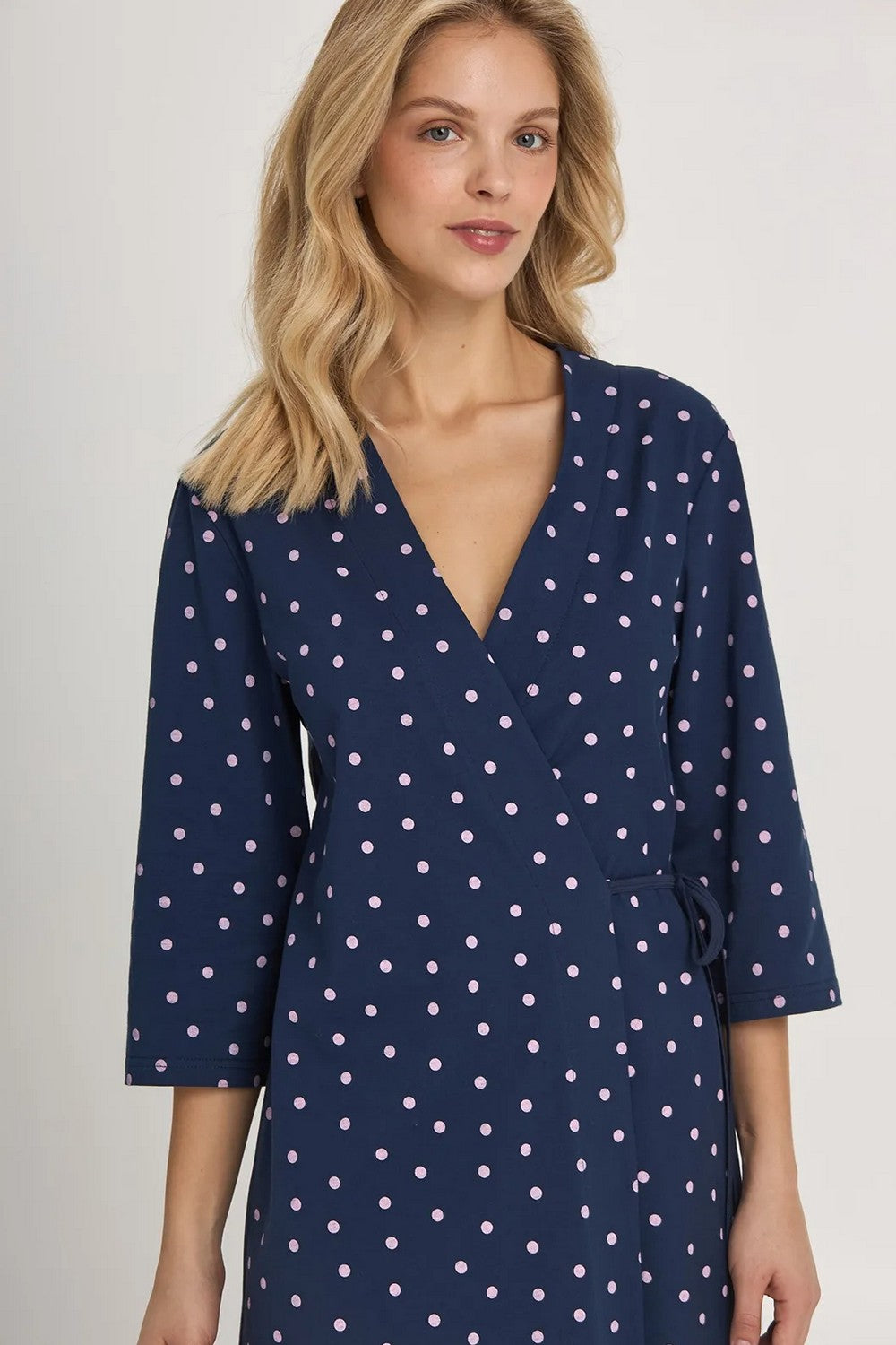 Хлопковый халат в горошек LGK 201/13/01 Rosy Raindrops blue