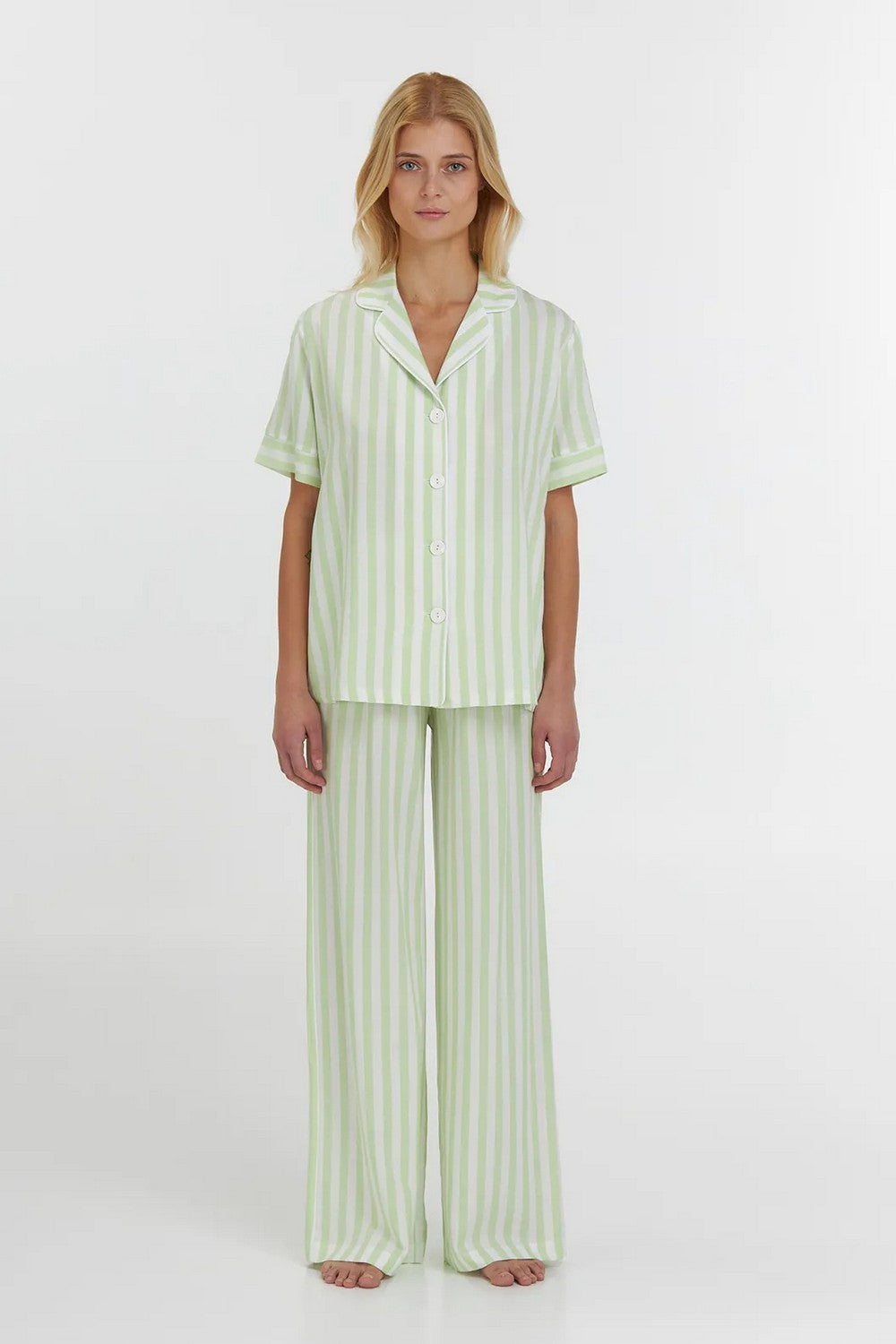 Піжама зі штанами на гудзиках LPB 5388/01/03 Lime Cream green